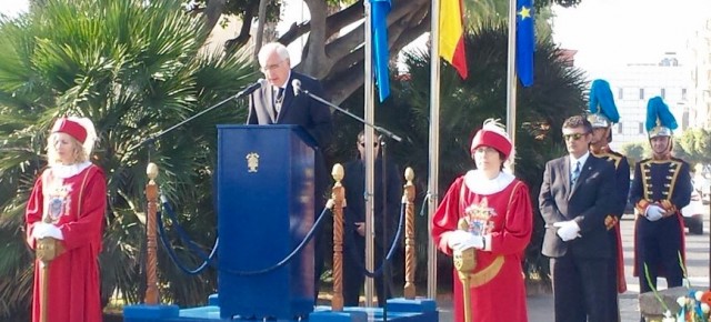 Juan José Imbroda durante el discurso en el día de la Constitución Española.